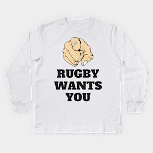 RUGBY WANTS YOU Kids Long Sleeve T-Shirt